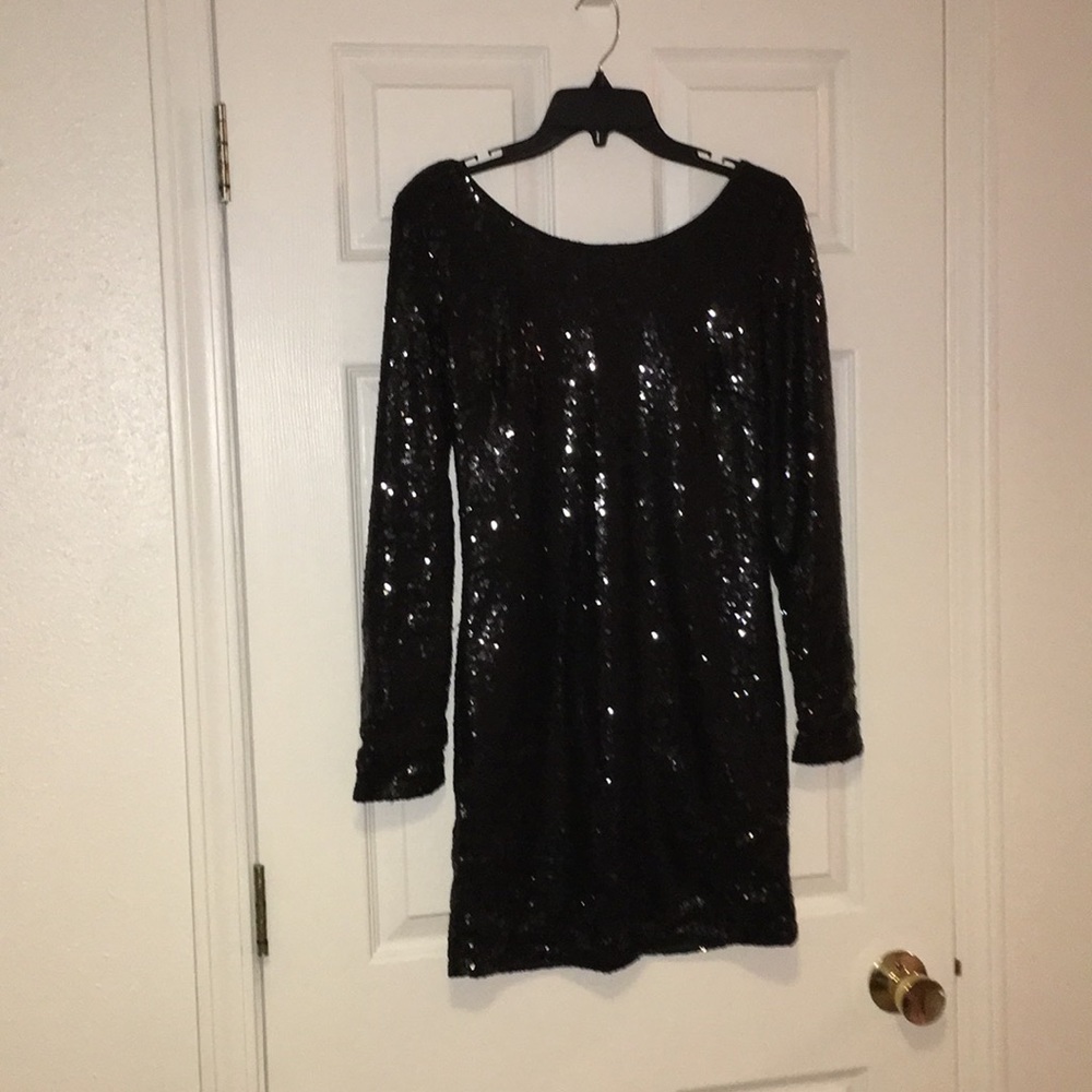 black sequin prom dress